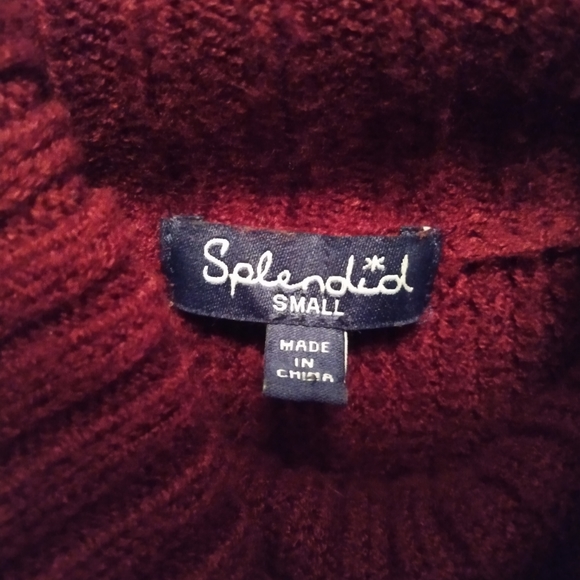 Women's Girls Splendid Knitted Plum Slouch Neck Burgendy Blouse Sweeter Size S - Picture 2 of 5